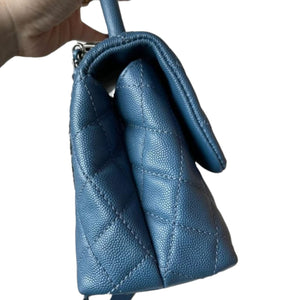 Small Coco Handle Flap Quilted Caviar Blue RHW