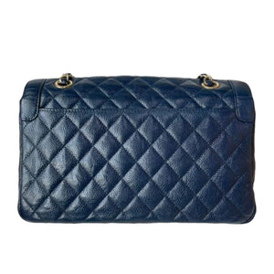 Medium Seasonal Flap Bag Caviar Dark Blue GHW