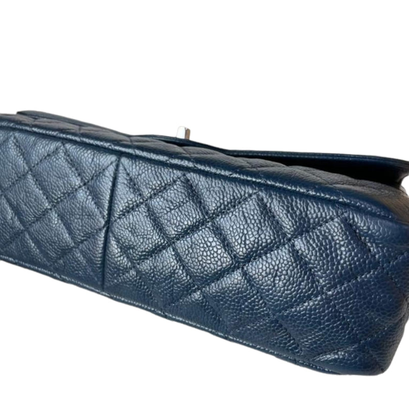 Medium Seasonal Flap Bag Caviar Dark Blue GHW