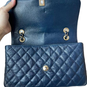 Medium Seasonal Flap Bag Caviar Dark Blue GHW