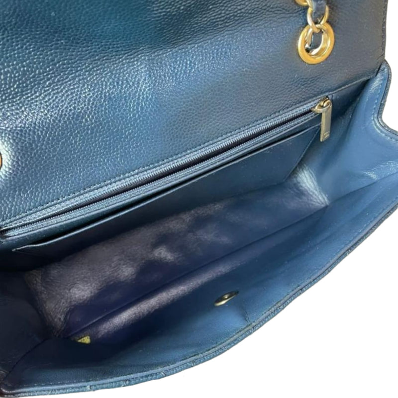 Medium Seasonal Flap Bag Caviar Dark Blue GHW