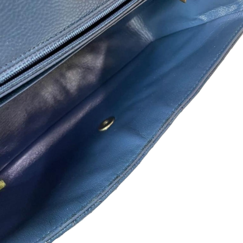 Medium Seasonal Flap Bag Caviar Dark Blue GHW