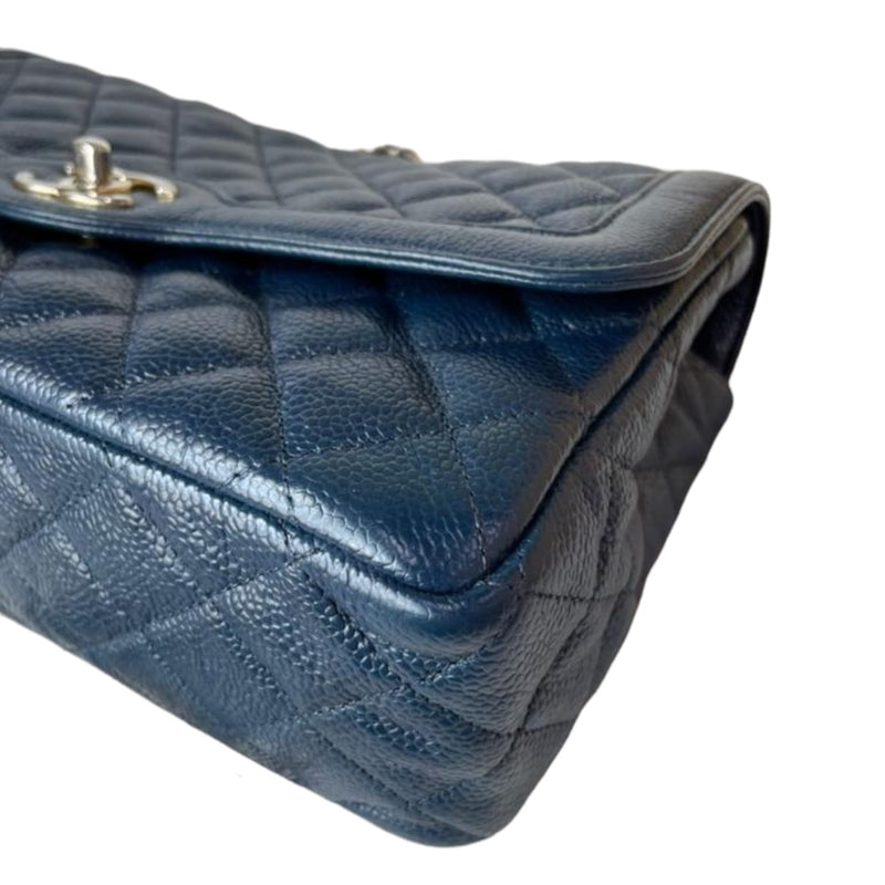 Medium Seasonal Flap Bag Caviar Dark Blue GHW