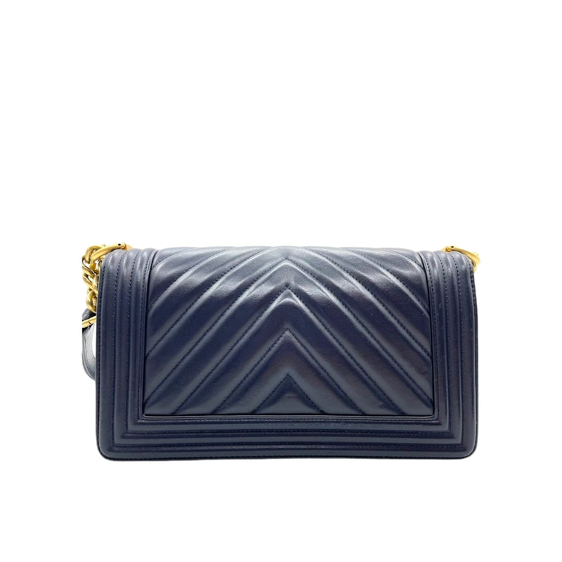 New Medium Boy Bag Lambskin Dark Blue GHW