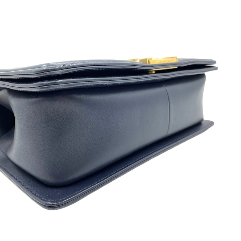 New Medium Boy Bag Lambskin Dark Blue GHW