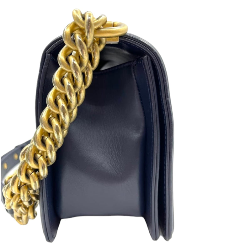 New Medium Boy Bag Lambskin Dark Blue GHW