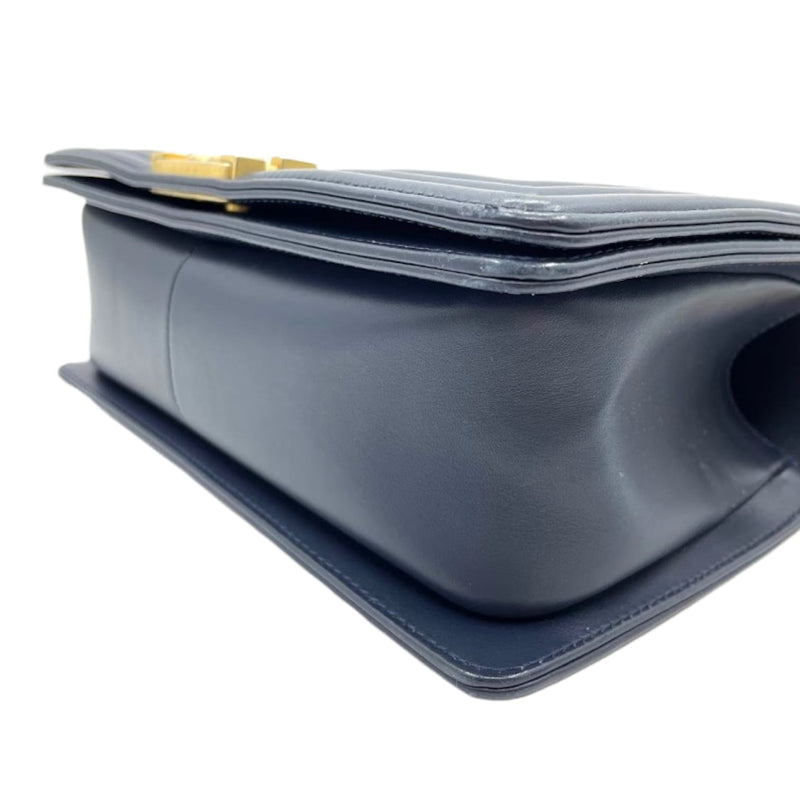 New Medium Boy Bag Lambskin Dark Blue GHW