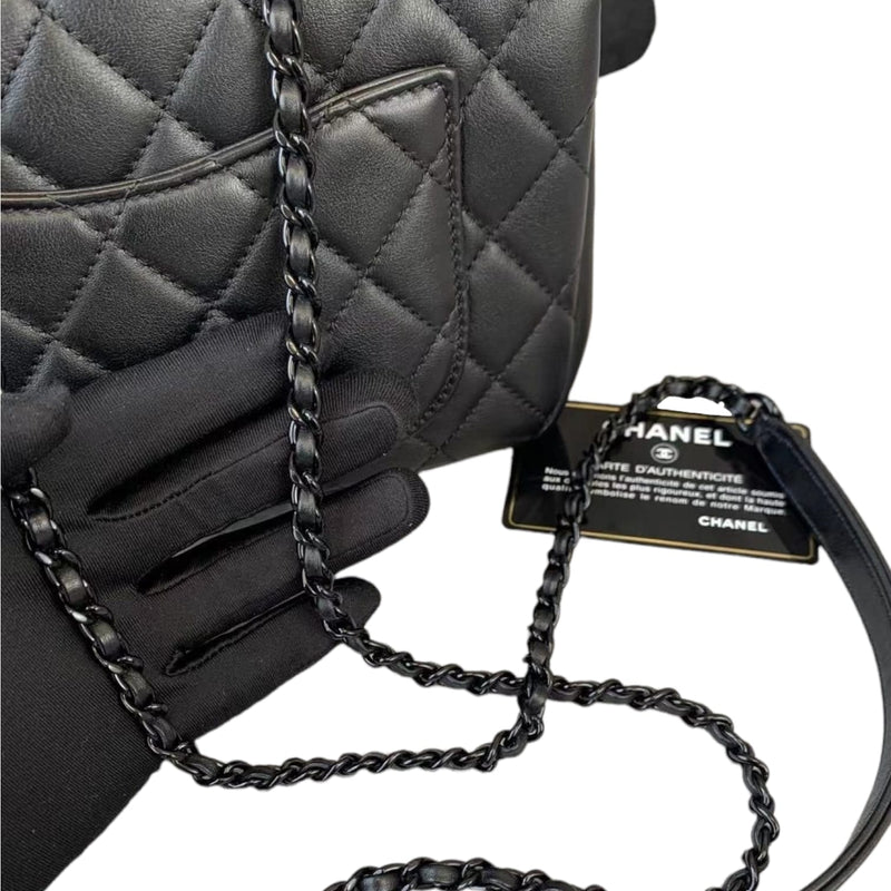 CHANEL CC Filigree Small Flap Caviar Leather Crossbody Bag Black