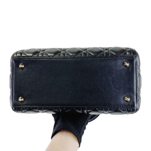 Medium Lady Dior Cannage Lambskin Black GHW