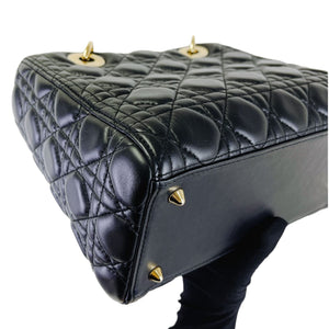Medium Lady Dior Cannage Lambskin Black GHW