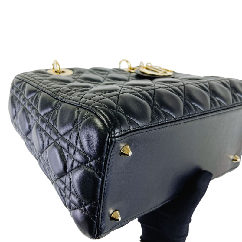 Medium Lady Dior Cannage Lambskin Black GHW