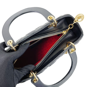 Medium Lady Dior Cannage Lambskin Black GHW