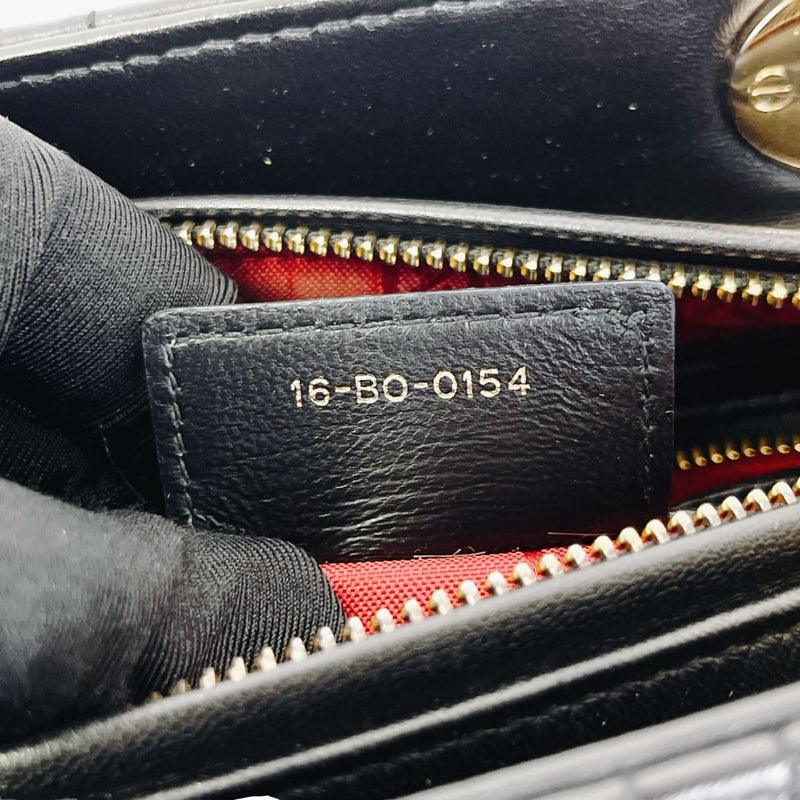 Medium Lady Dior Cannage Lambskin Black GHW