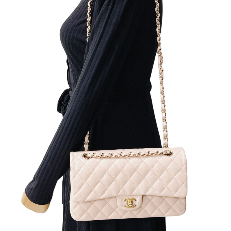 Chanel 22c Black Chevron Calfskin Small Classic Double Flap Bag