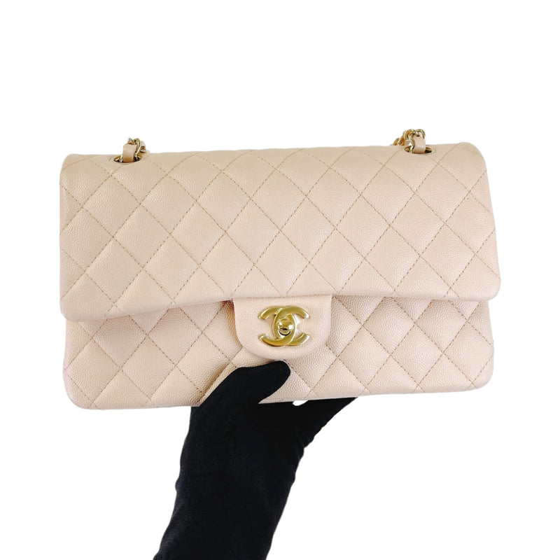 RESERVED #13 Almost New Chanel Medium Classic Double Flap Caviar Beige with  GHW, Luxury, Bags & Wallets on Carousell