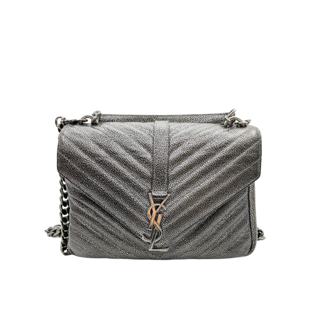 Medium College Chevron Quilted Lambskin Metallic RHW