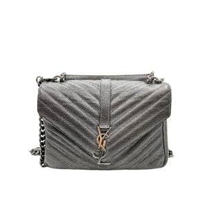 Medium College Chevron Quilted Lambskin Metallic RHW