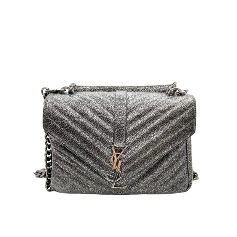 Medium College Chevron Quilted Lambskin Metallic RHW