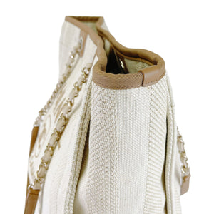 Medium Deauville Canvas Tote Beige SHW