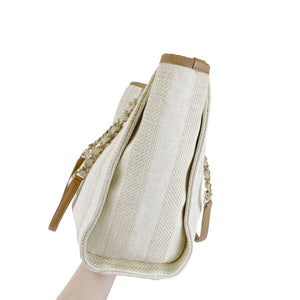 Medium Deauville Canvas Tote Beige SHW