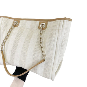 Medium Deauville Canvas Tote Beige SHW