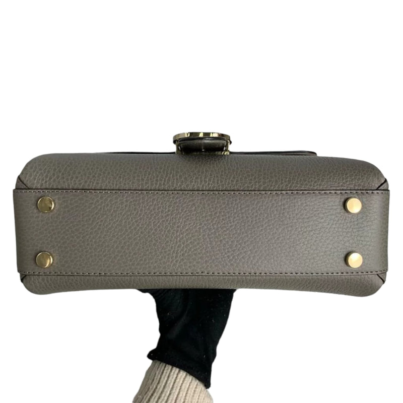 Interlocking GG Calfskin Leather Grey GHW