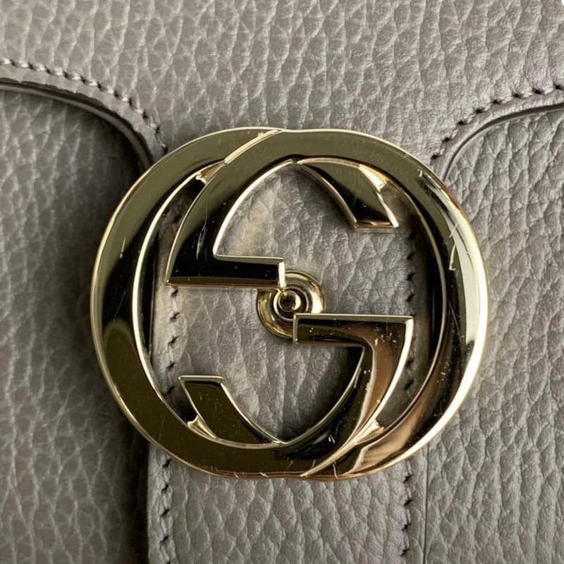 Interlocking GG Calfskin Leather Grey GHW