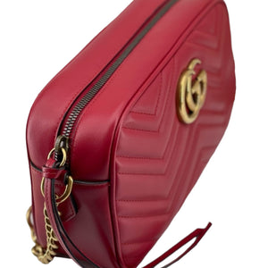 Small GG Marmont Matelassé Red