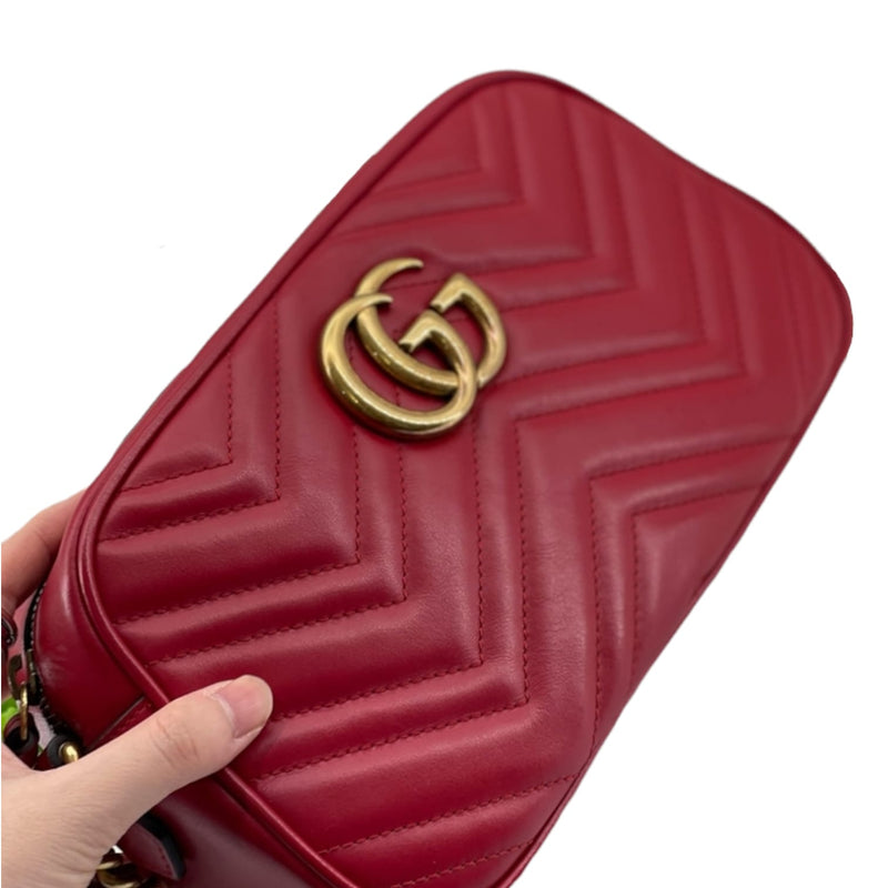 Small GG Marmont Matelassé Red