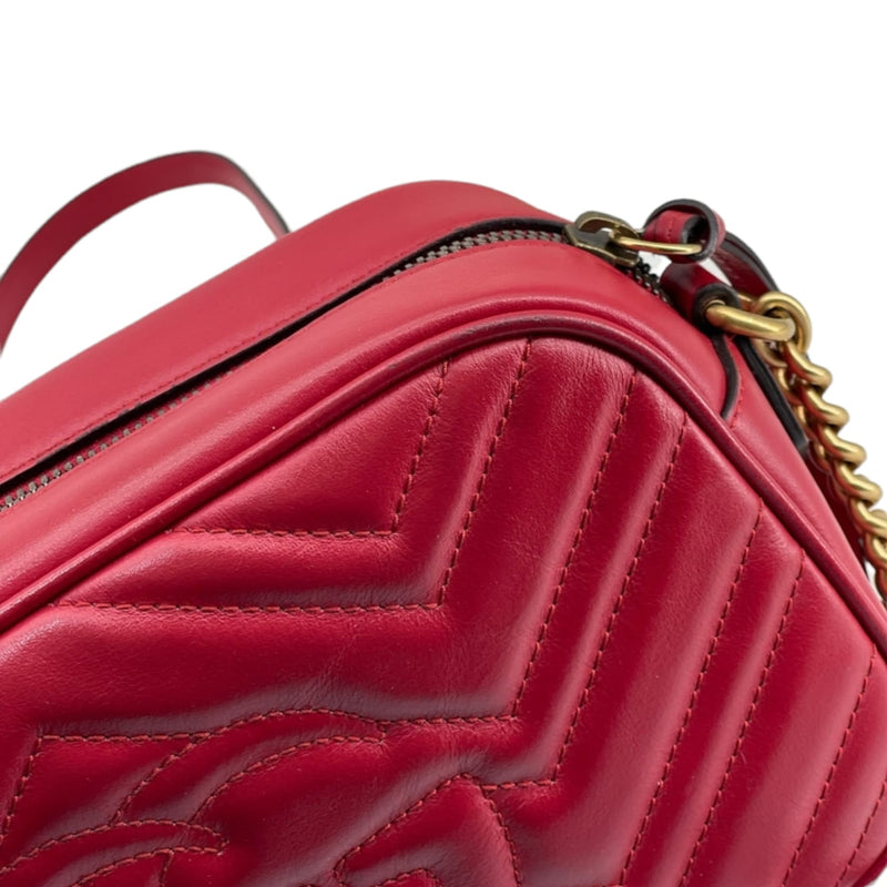 Small GG Marmont Matelassé Red