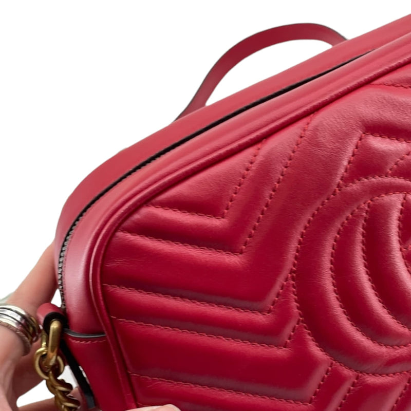 Small GG Marmont Matelassé Red