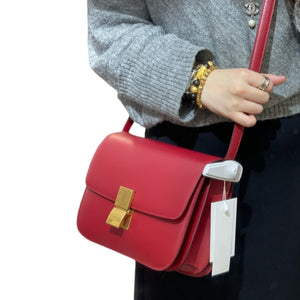 Medium Classic Box Calfskin Red GHW