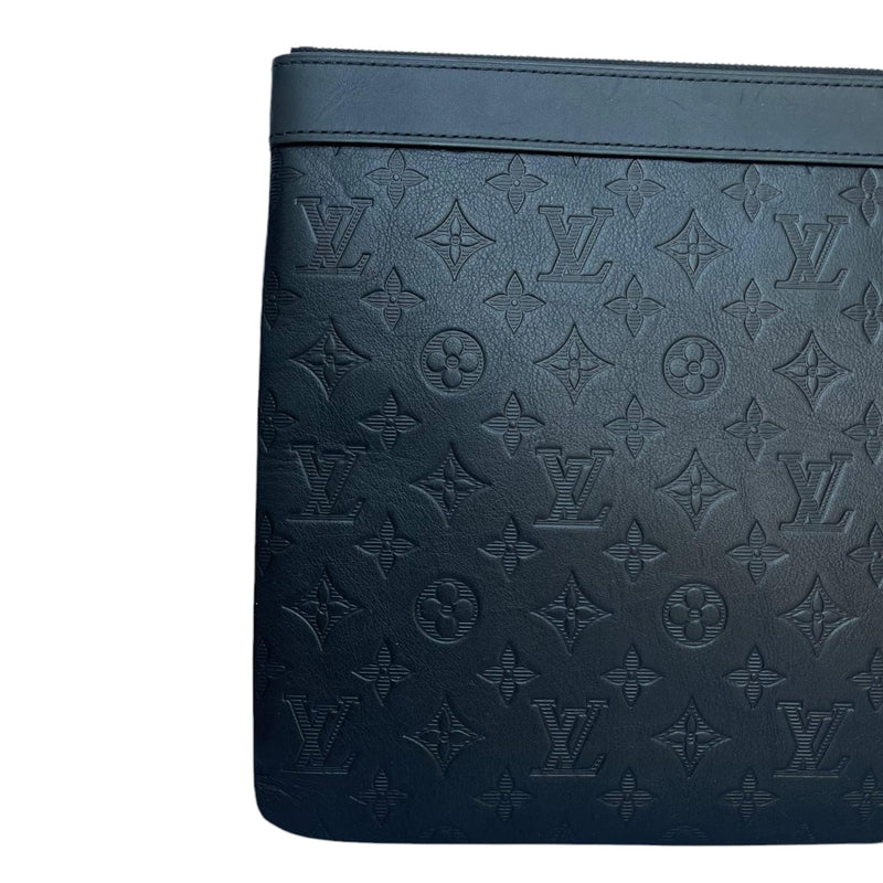 Louis Vuitton Discovery Pochette Monogram Shadow Leather GM Black