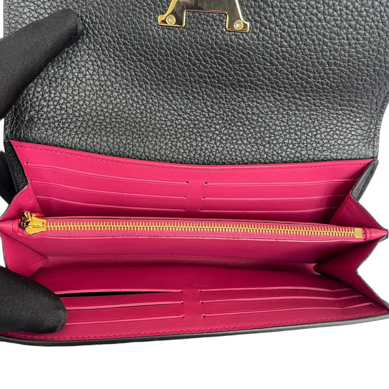 Louis Vuitton Black Taurillon Leather Capucines Wallet QJAHPX3SKB012