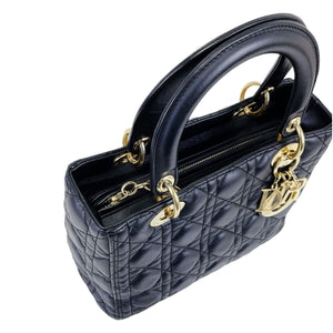 Medium Lady Dior Cannage Lambskin Black GHW