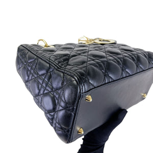 Medium Lady Dior Cannage Lambskin Black GHW