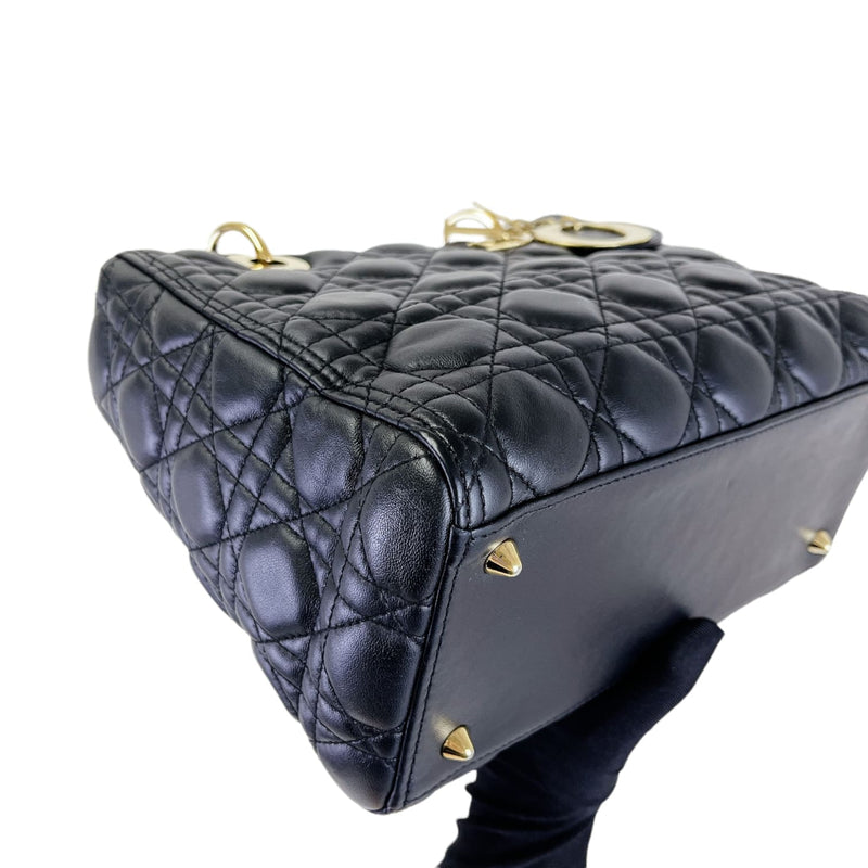 Medium Lady Dior Cannage Lambskin Black GHW