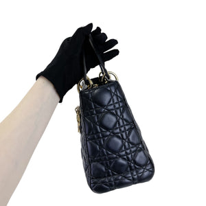 Medium Lady Dior Cannage Lambskin Black GHW