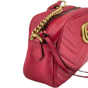 Small GG Marmont Camera Matelassé Hibiscus Red