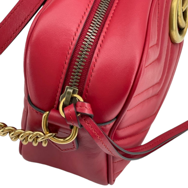 Gucci GG Marmont Camera Bag Matelasse Small Hibiscus Red in Leather with  ANTIQUE GOLDTONE - US