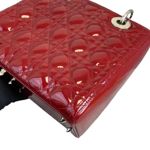 Medium Lady Dior Cannage Patent Red SHW