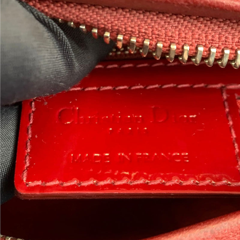 Medium Lady Dior Cannage Patent Red SHW