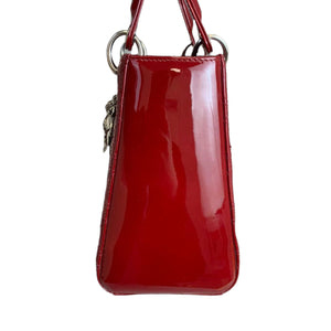 Medium Lady Dior Cannage Patent Red SHW