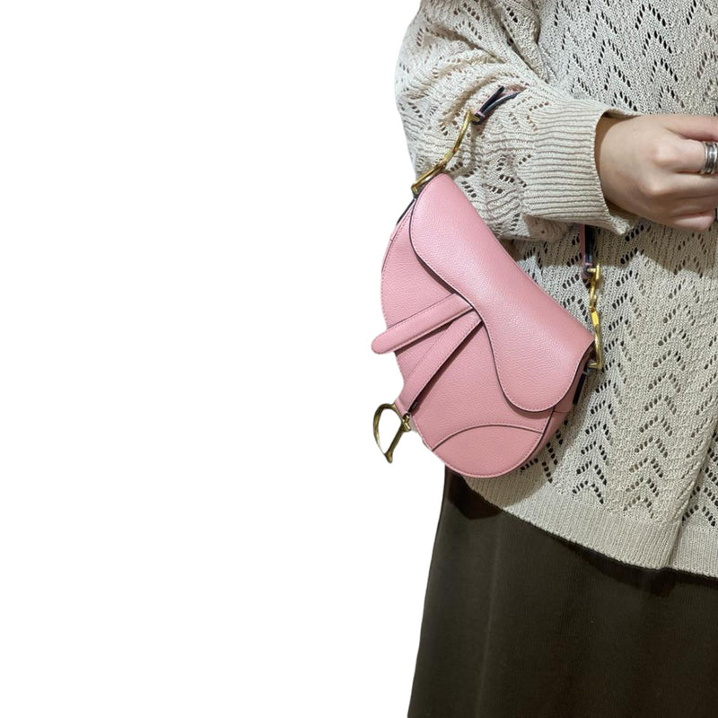 Mini Saddle Bag Calfskin Nude Pink GHW