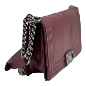 Old Medium Boy Bag Lambskin Burgundy RHW