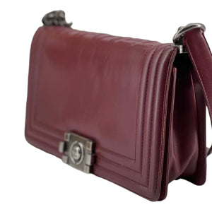 Old Medium Boy Bag Lambskin Burgundy RHW