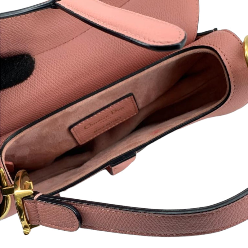 Mini Saddle Bag Calfskin Nude Pink GHW