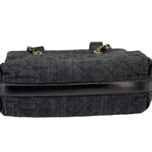 Denim Quilted Shopping Tote Black GHW