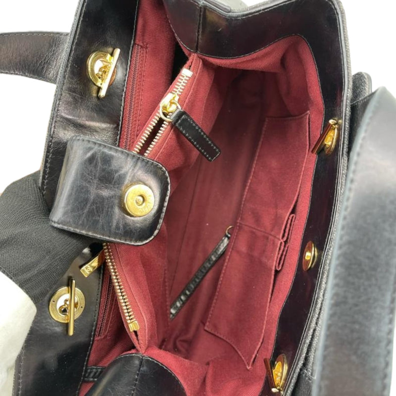 Denim Quilted Shopping Tote Black GHW