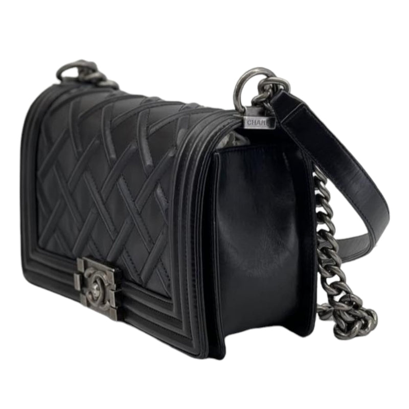 Old Medium Boy Calfskin Black RHW